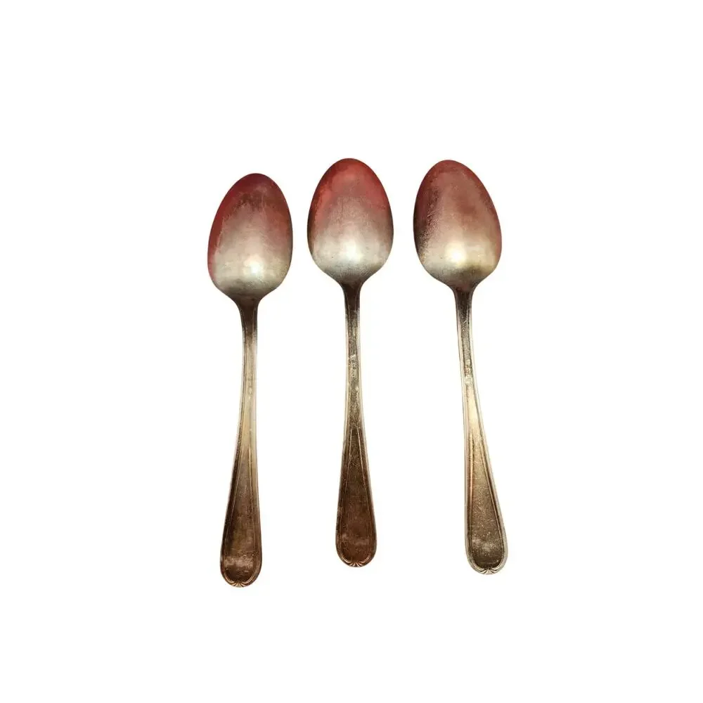 3 International Silver Argyle Silverplate Teaspoons 6” Vintage 1938 Pattern